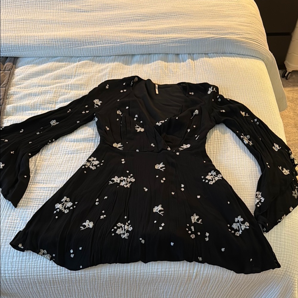 Free People Floral Black Dress